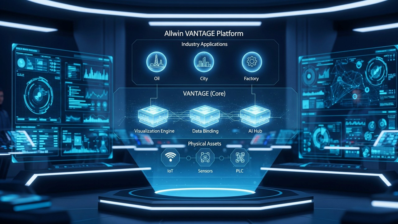 Unified Operations Center UOC 3D digital twin command center displaying DCS data