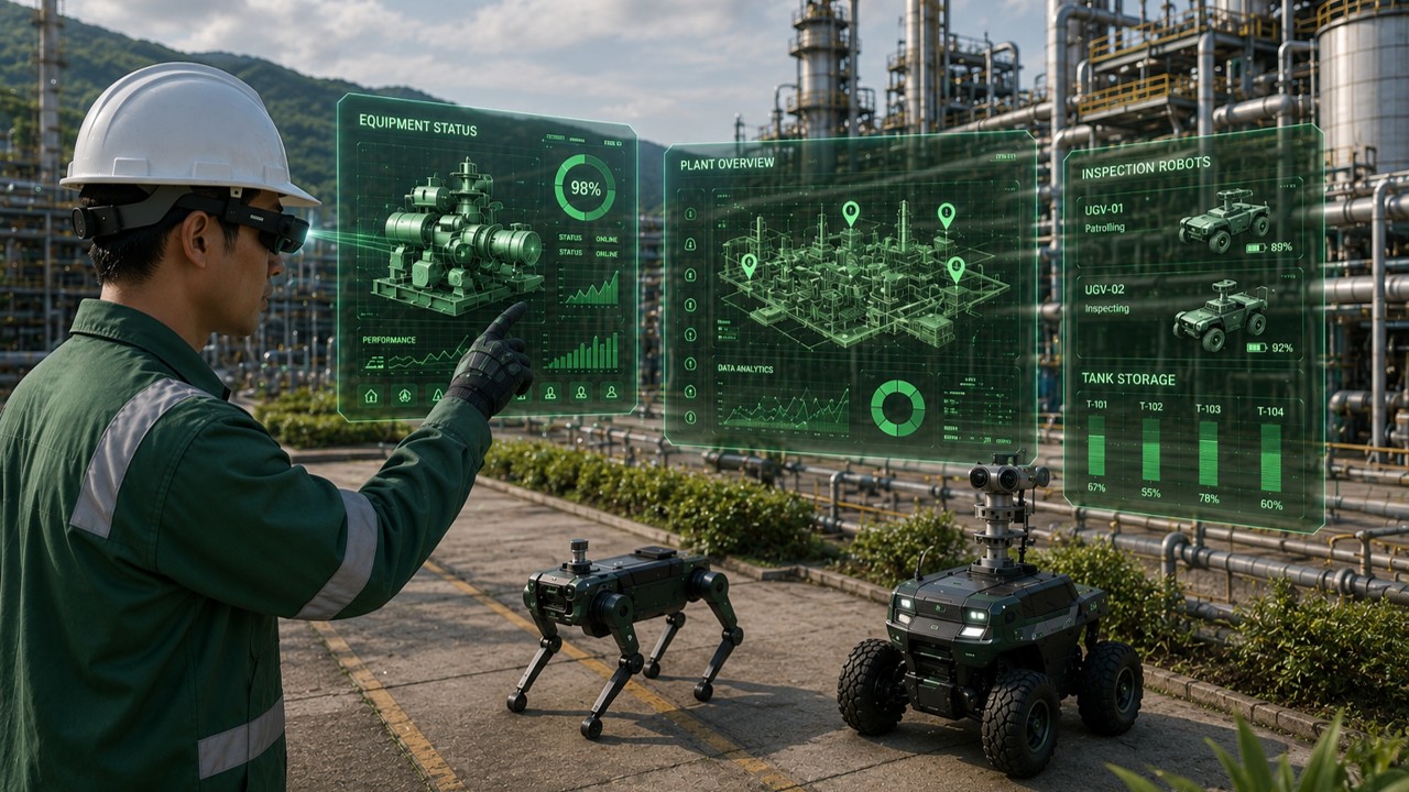 Custom industrial integration showcasing smart grid power management and robotic edge inspection telemetry